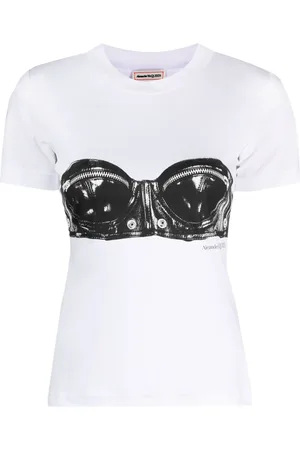Alexander McQueen T-shirt med bh-tryk