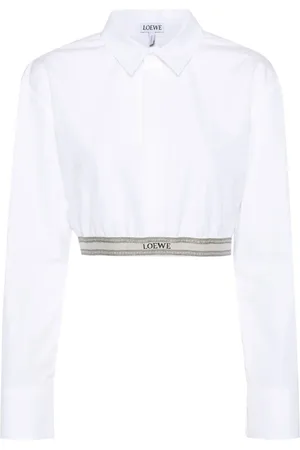 Loewe Cropped T-shirt med logobånd i taljen