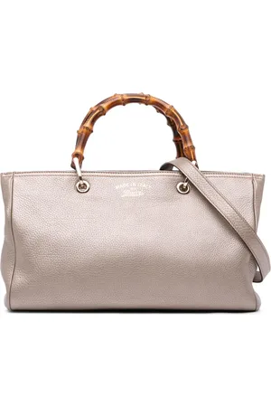 Gucci Medium Shopper satchel-taske i lammeskind og bambus fra 2000-2015