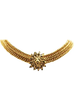 CHANEL Guldbelagt choker-halskæde med løvehoved fra 1970-1980