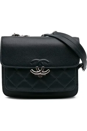 CHANEL Mini quiltet CC Box Flap skuldertaske i kaviar-læder med flaplukning fra 2017-2018