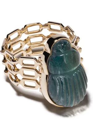 Lito Sienna diamantring i 14 karat guld med labradorite scarab og tredobbelt kæde