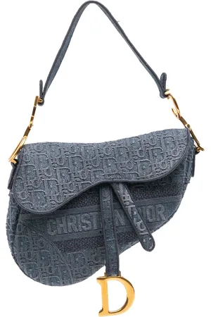Dior Oblique Saddle skuldertaske i denim med broderi fra 2019