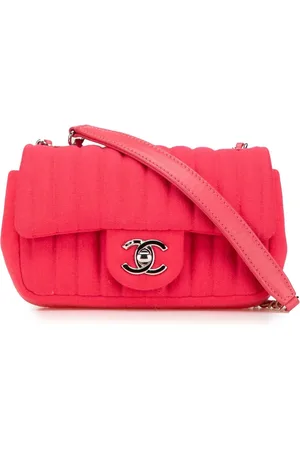 CHANEL Lille lodret quiltet Single Flap skuldertaske i jersey fra 2016-2017