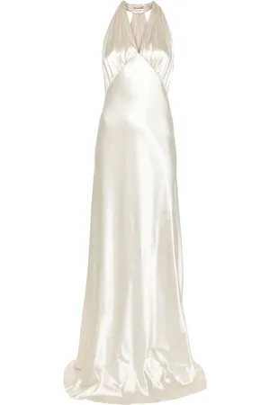 Saint Laurent Lang kjole i satin med halterneck