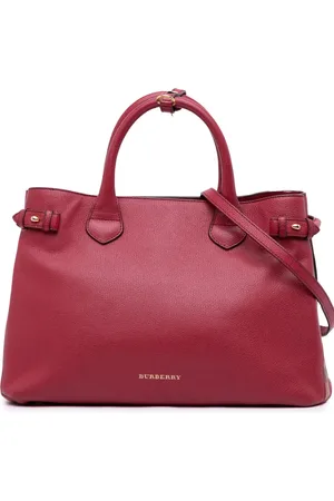 Burberry Medium Banner satchel-taske i læder og House-ternet design fra 2000-2017