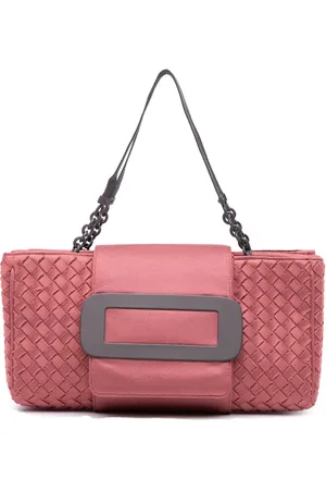 Bottega Veneta Intrecciato Flap håndtaske i lærred med spænde fra 2012-2024