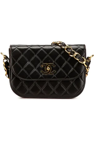 CHANEL Quiltet Chain Flap CC crossbody-taske i lammeskind fra 1991-1994
