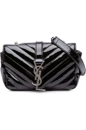 Saint Laurent Lakeret Chevron crossbody-taske med monogram fra 2015
