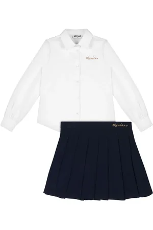 Moschino Plisseret nederdel med broderet logo