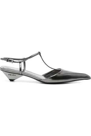 Prada 35 mm metalliske pumps