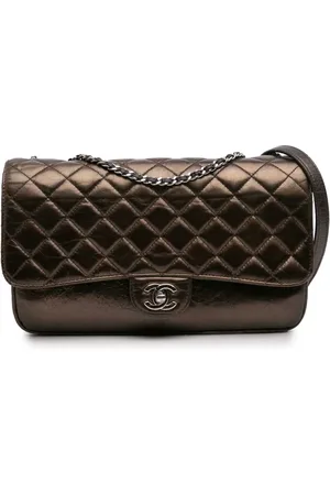 CHANEL Mellemstor metallisk Clams Pocket Flap skuldertaske med krakeleret effekt fra 2012
