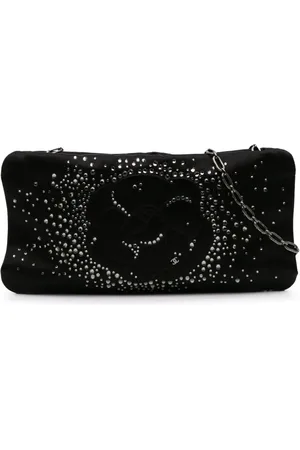 CHANEL Diamante Camellia skuldertaske i satin fra 2009-2010