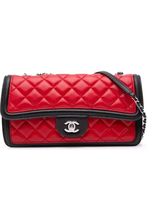 CHANEL Mellemstor tofarvet quiltet Graphic Flap crossbody-taske i lammeskind fra 2012-2013