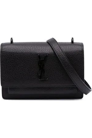 Saint Laurent Sunset crossbody-taske i grynet kalveskind med monogram fra 2017