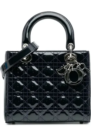 Dior Mellemstor lakeret Cannage Lady Dior satchel-taske fra 2016