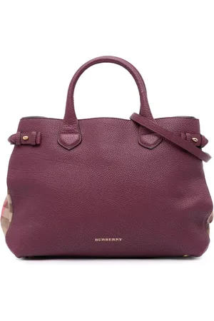 Burberry Medium Banner satchel-taske i læder og House-ternet design fra 2012-2024