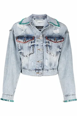 Philipp Plein Denimjakke med krystaludsmykninger
