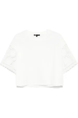 Maje T-shirt med hæklede ærmer