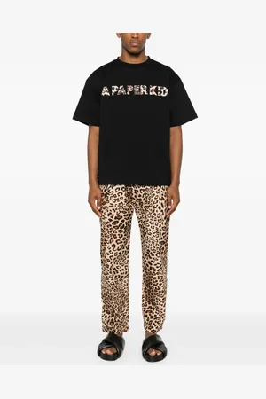 A PAPER KID Leopard-print trousers