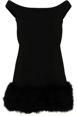 BLUMARINE Kort kjole med fjerudsmykning