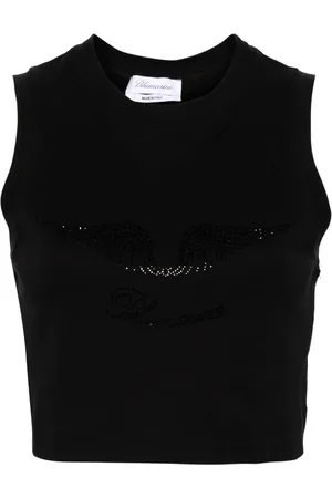 BLUMARINE Cropped tanktop med rhinstenudsmykning