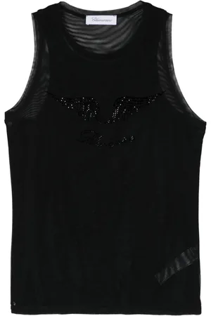 BLUMARINE Tanktop med rhinstens-udsmykning og mesh