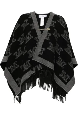 Max Mara Poncho i uld med monogram-mønster