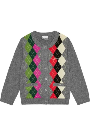 Ganni Cardigan med argyle-mønster