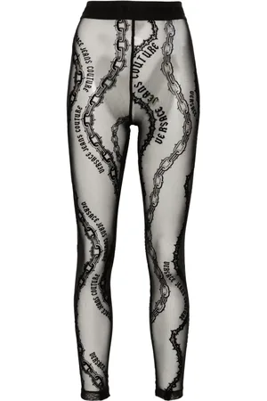 VERSACE Leggings i mesh med flock-tekstur og kædetryk