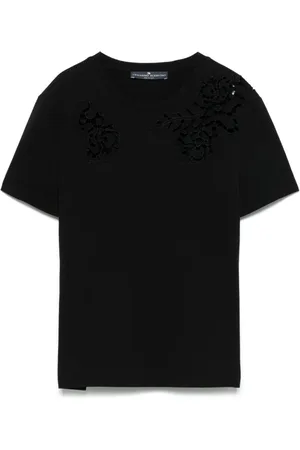 ERMANNO SCERVINO Guipure T-shirt med blondedetalje