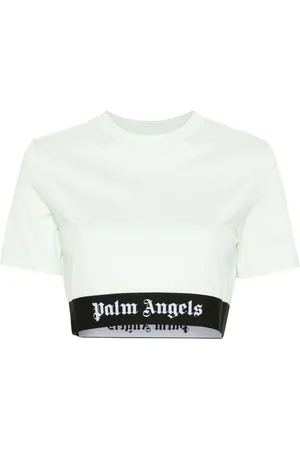 Palm Angels Cropped T-shirt med logobånd