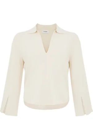 KANGRA CASHMERE Bluse med V-hals