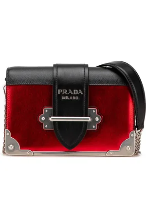 Prada City Cahier crossbody-taske i kalveskind med saffiano-kant fra 2013-2024