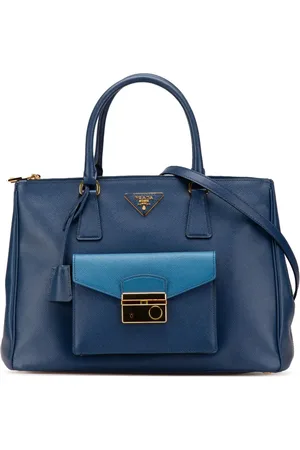 Prada Galleria satchel-taske i Saffiano-læder med dobbelt lynlås fra 2000-2024