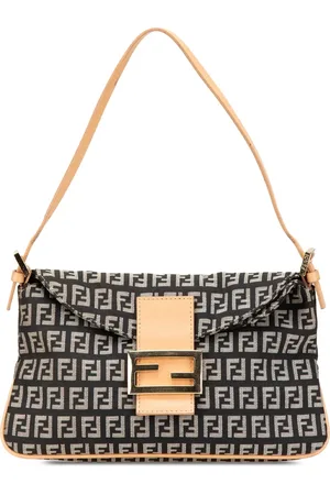 Fendi 2000-2010 Zucchino Canvas Double Flap skuldertaske