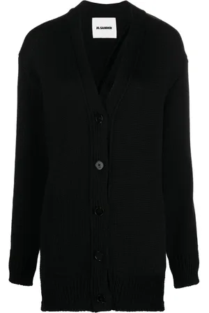 Jil Sander Cardigan i uld med asymmetrisk søm