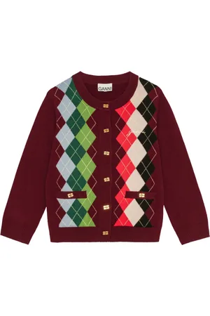 Ganni Cardigan med argyle-mønster