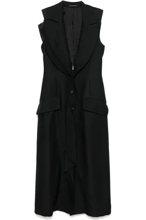 YOHJI YAMAMOTO Midi-kjole med V-hals og dyb halsudskæring