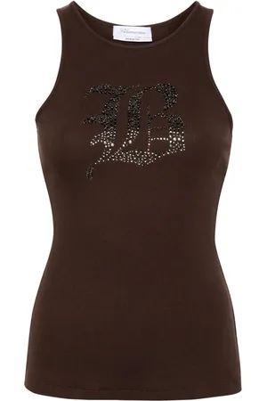 BLUMARINE Ribstrikket tanktop med striber