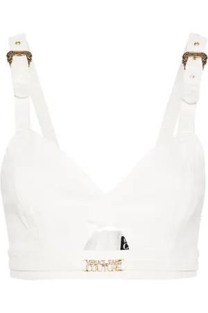 VERSACE Bralette i denim med logoplade