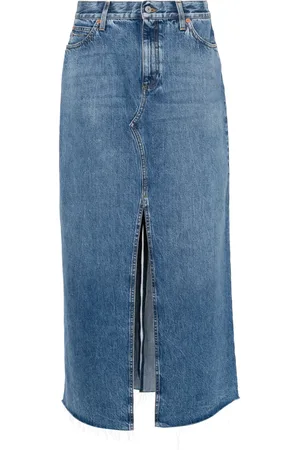Gucci Lang nederdel i denim med horsebit-detalje