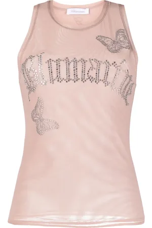 BLUMARINE Tanktop i mesh med logoudsmykning