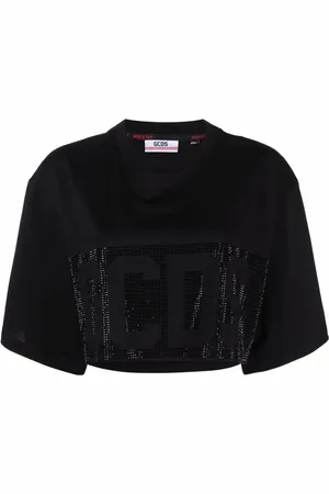 GCDS Cropped T-shirt med nitteudsmykket logo