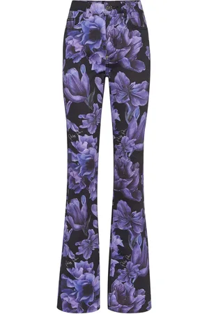 Philipp Plein Højtaljede bootcut-jeans med blomstertryk