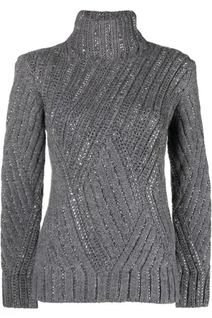 ERMANNO SCERVINO Sweater med rullekrave og krystaludsmykning