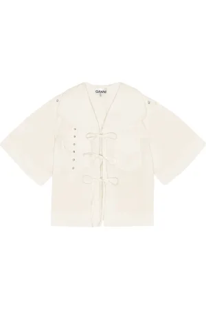 Ganni Bluse med bindedetalje