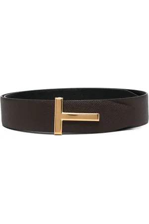 Tom Ford Vendbart læderbælte med T-logo