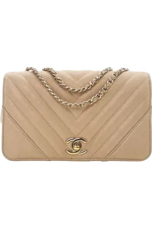 CHANEL Lille chevron-quiltet Statement Flap skuldertaske i kaviar-læder fra 2019