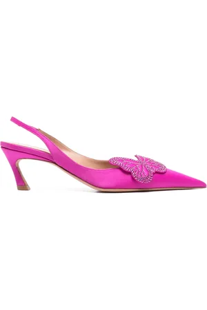 BLUMARINE 65 mm pumps i læder med sommerfugl-applikation